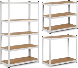 Kovinska polica Humberg 150 × 75 × 30 cm, bela, 5 polic