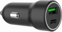 Črna polnilna naprava za avto USB-A/USB-C 20W PD