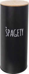 Tin spaghetti canister with bamboo lid, black, diameter 11 cm (CZ/SK)