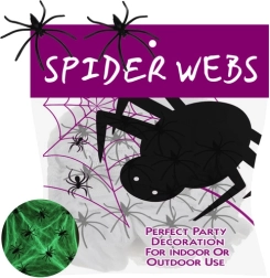Fluorescent Halloween spider web that glows in the dark RUHHY with 20 spiders - 1 piece