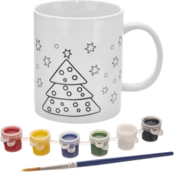 Porcelanasta skodelica za poslikavo z božičnim motivom, 350 ml