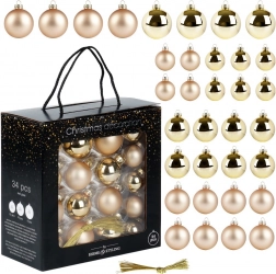 Steklene božične krogle zlata 34 kosov (4/5/6 cm)