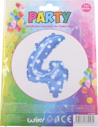 Napenjalni balon številka 4 moder z zvezdicami