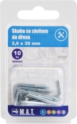 Screw-in hook for wood 30 × 2.6 mm, galvanized, 10 pcs
