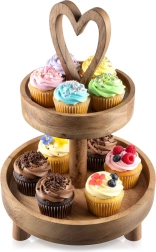 Dvostopenjska lesena etažera MANGO 42 cm