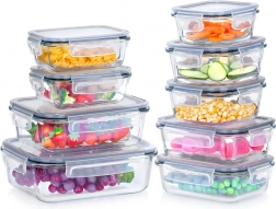 Steklene posode za živila s pokrovom in tesnilom, komplet 9 kosov