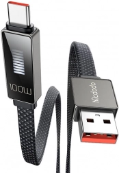 Mcdodo USB–USB‑C kabel z LED-zaslonom 1,2 m (črn)