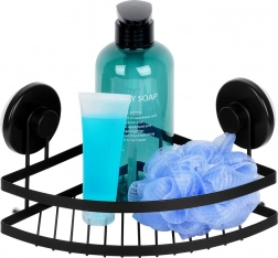 Kotna pršna polica s priseski, črno kovina 24 × 18 × 12,5 cm