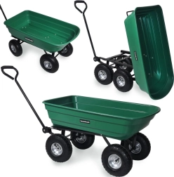 Vrtni transportni voziček s prekucno kadjo, 100 l / 300 kg, zelen