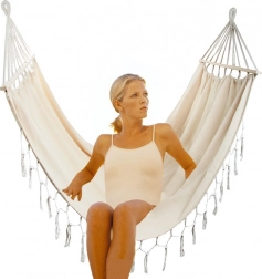 Vrtna boho viseča mreža za dve osebi 200 × 150 cm s cofki