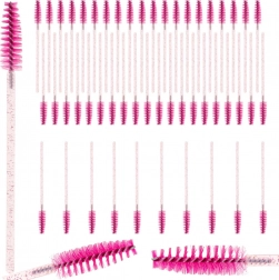 Set spiralnih krtačk za trepalnice in obrvi – 50 kosov, rožnate