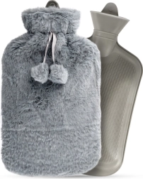 Termofor s plišastim sivim prevlekami 2 l