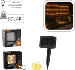 Solarna LED svetlobna veriga na žički, 100 LED, topla bela, 11,9 m