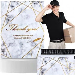 Kurirski folio paketi 255 × 370 mm, zlat marmor z napisom Thank You, 50 kos
