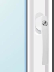 Okenska kljuka z zaklepanjem na ključ – bela