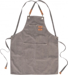 Kuhinjska predpasnik z navzkrižnim zavezovanjem in žepi