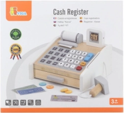 VIGA lesena blagajna sivo-bela