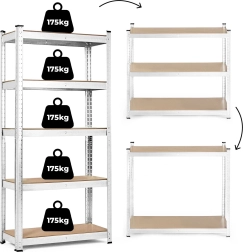 Polica za shranjevanje ModernHome 205x120x45 cm, 5 polic, nosilnost 875 kg, pocinkano jeklo