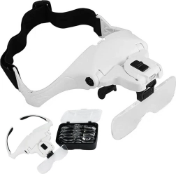 Naglavna lupa z LED osvetlitvijo, 5 zamenljivih leč