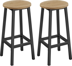 Okrogla barska stolčka, komplet 2 kosa – 65 cm visoka kuhinjska stolica z oporo za noge