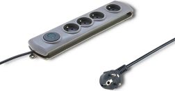 Prenapetostni podaljšek Quick Switch, 4 vtičnice, 1,5 m, siva