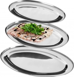 Jekleni ovalni servirni pladnji, komplet 3 kos