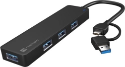 USB vozlišče NATEC Mayfly 4× USB 3.0 z adapterjem USB‑C/USB‑A, črn