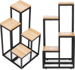 Stojalo za rastline s policami - 4 ravni, kovina in MDF svetel oreh ModernHome