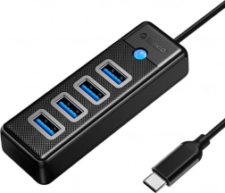 Orico USB‑C hub na 4× USB 3.0, 5 Gbps, 0,15 m, črn