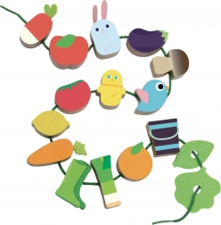 vlečenje na vrvico vrt vilac – lesena natikanka za razvoj fine motorike