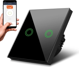 Maclean smart touch double Wi‑Fi light switch (black)