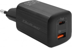 Omrežni polnilec 65W GaN ULTRA z USB‑C PD in USB, črn