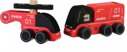CUBIKA gasilci – leseni avtomobilček s helikopterjem