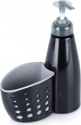 Dozirnik za detergent za pomivanje s predalom za gobico, črn, 370 ml