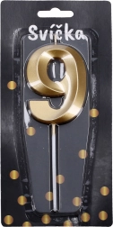 Zlata rojstnodnevna svečka - številka 9