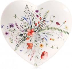 Porcelanast krožnik za sladice v obliki srca Maki 17,5 × 17 cm