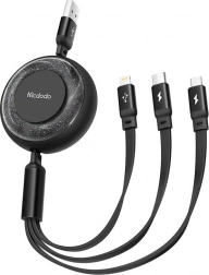Kabel 3v1 USB na USB-C / Lightning / Micro USB črn