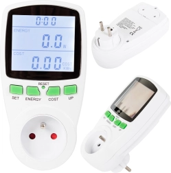 Vtični merilnik porabe energije z osvetljenim zaslonom za merjenje porabe