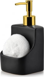 Keramični dozirnik za detergent s predalom za gobico, črn 400 ml