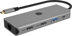 USB‑C priklopna postaja 9-v-1 z 2× HDMI 4K/60 Hz, 3× USB, 100W Power Delivery, gigabitnim LAN-om in čitalnikom kartic