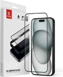 3D kaljeno steklo 9H Full Glue za iPhone 16 / iPhone 15 z namestitvenim okvirjem