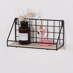 Stenska polica s palico, slog LOFT 29,5 cm - črna