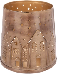 HOME Brown-Gold Metal Candle Holder
