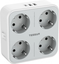 Vtični adapter Tessan z vrati USB-C in USB-A
