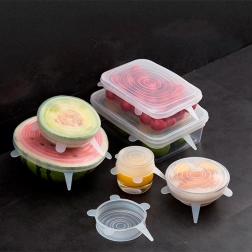 Silicone food lids (universal) 6 pcs - blue