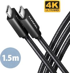AXAGON BUCM32 USB‑C kabel 3.2 Gen 2x2 20 Gb/s, 4K/60 Hz, PD 100 W, 1,5 m, opleten