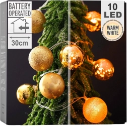 Svetlobne božične bunke 10 LED, zlate, 4 cm