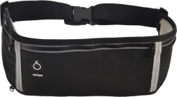 Refleksna tekaška torbica za pas z nastavljivim trakom in žepom za steklenico