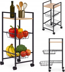 Premični regal z 2 košaricama in polico na kolesih ModernHome