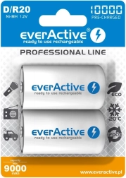 Akumulatorji everActive R20/D Ni-MH 10000 mAh (2 kosa) pripravljeni za uporabo